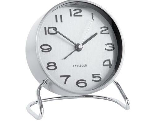 KARLSSON Wecker Classical numbers, Silber D: 9.5cm, H: 11 cm, Exkl. AA Batterien