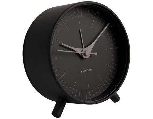 KARLSSON Wecker Index metal, Schwarz D: 11cm, H: 12 cm, Exkl. AA Batterien