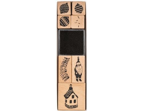 Rico Design Stempelset Holz Lametta 6 Stempel ink. einem Kissen