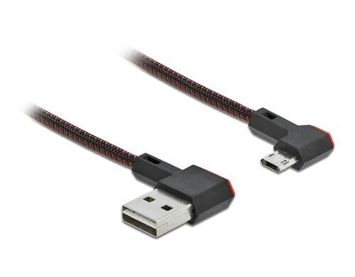 Delock USB2 Kabel A-MicroB gewinkelt, 1m 90/270° gewinkelt, beidseitig einsteckbar