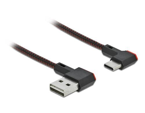 Delock EASY USB2.0-Kabel A-C: 1m, schwarz gewinkelt 90/270°, beidseitig einsteckbar