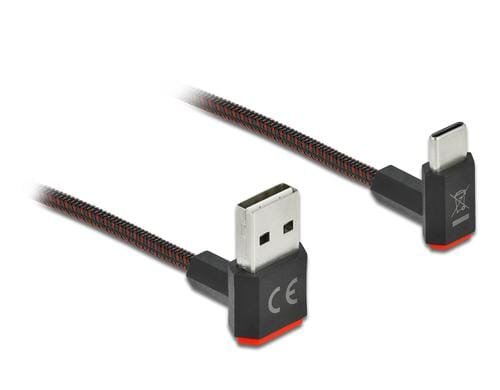 Delock EASY USB2.0-Kabel A-C: 0.5m, schwarz oben/unten gewinkelt,beidseitig einsteckbar