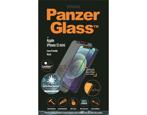 Panzerglass Displayschutz CF, CS, AB black für iPhone 12 mini