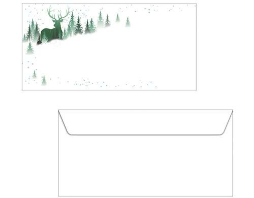 Sigel WEihnachts-Umschlag Christmas Forest gummiert, Fensterstanzung, 90g, 25 Stk.