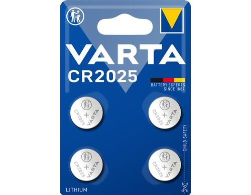 VARTA Knopfzelle CR2025, 3V, 4er Blister vergl. Typ 6025,