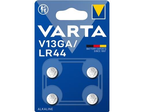 VARTA Knopfzelle V13GA, 1.5V, 4er Blister vergl. Typ 4276, LR44