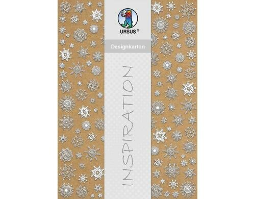 URSUS Designkarton Weihnachten Eiskristalle 25 Blatt à 250g/m2, Format A4