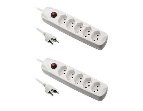 FURBER.power Steckerleiste 5xT13, ws 2erKIT ohne Schalter, 1.5m Kabel H05VV-F 3G1