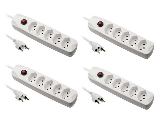 FURBER.power Steckerleiste 5xT13, ws 4erKIT ohne Schalter, 1.5m Kabel H05VV-F 3G1