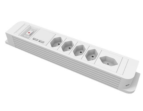 Steckdosenleiste Plus 5xT13 1xQuer 2xUSB-A 1.5m Kabel, weiss