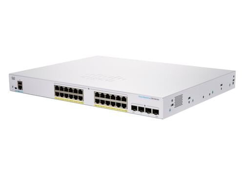 Cisco CBS250-24FP-4G: 24 Port Smart Switch 24xGE, 24xPoE+ (370W), 4xGE/SFP