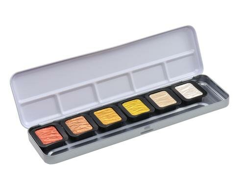 Finetec Aquarellfarbe Perlglanz Metals 6 Deckende Perlglanzfarben