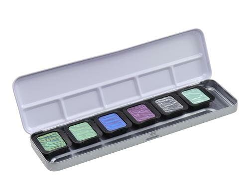 Finetec Aquarellfarbe Perlglanz Cool 5 Deckende Perlglanzfarben + 1 Flip-Flop