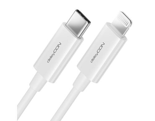 DeleyCON Lightning-USB-C Kabel 50cm,Weiss Apple MFI zertifiziert und lizenziert