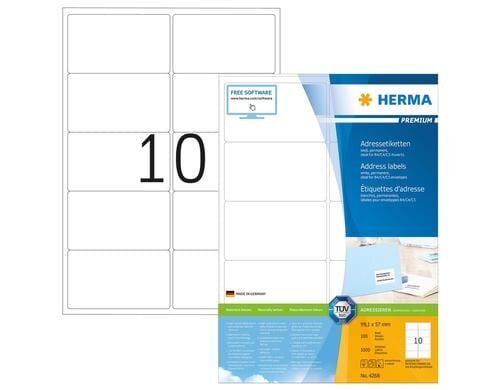 Herma Premium-Etiketten 4268 99.1 x 57 mm 1000 Etiketten, 100 Bl., permanent