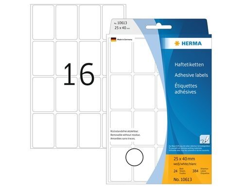 Herma Vielzwecke. Movables 10613 25 x 40 mm 512 Etiketten, 32 Blatt, ablösbar