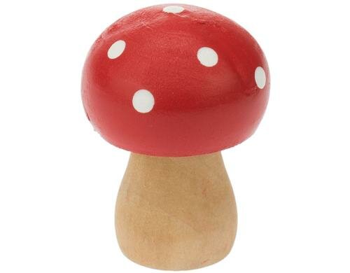Glorex Fliegenpilz aus Holz 4.5 x 3 cm 2 Stück, Zur Deko oder zum Basteln