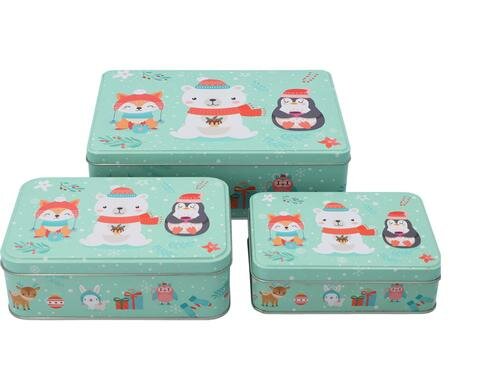 RBV Birkmann Gebäckdose Animals 3er Set 3 Stück, 14x10,5x4,5, 17x12x6, 22x16x7 cm