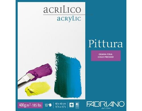 Fabriano Acrylpapier Pittura 40 x 40 cm 400g/m2, 10 Bl, Kalt gepresst, 40 x 40 cm