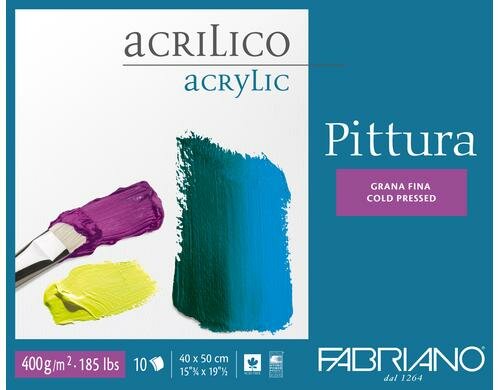 Fabriano Acrylpapier Pittura 40 x 50 cm 400g/m2, 10 Bl, Kalt gepresst, 40 x 50 cm