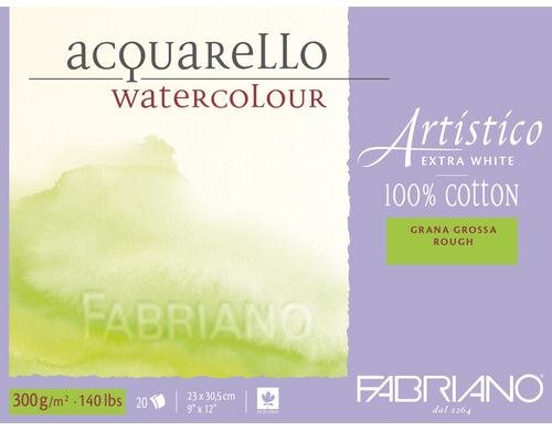 Fabriano Aquarellp. Artistico Extra White 300g/m2, 20 Bl, Rau, 23 x 30.5 cm