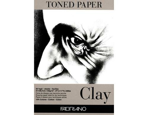 Fabriano Künstlerpapier Toned Clay A4 120g/m2, 50 Bl, Farbe: Grau