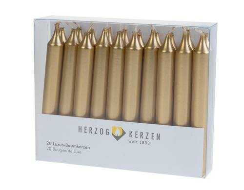 Herzog Baumkerzen lackiert Gold, 20 Stk B: 1.3 x H: 10 cm