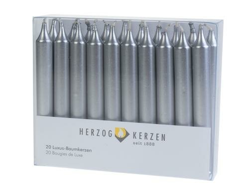 Herzog Baumkerzen lackiert Silber, 20 Stk B: 1.3 x H: 10 cm