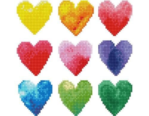 Diamond Dotz Bastelset Diamanten-Mosaik Herzen, Grösse: 23 x 23 cm