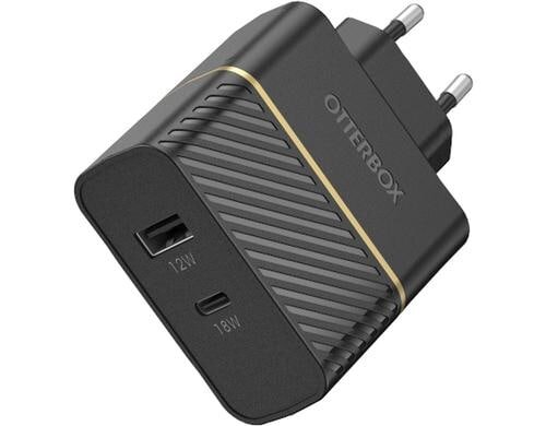 Otterbox Lagegerät Duo Fast Charging USB-A + USB-C, Black, 12+18W Fast Charge