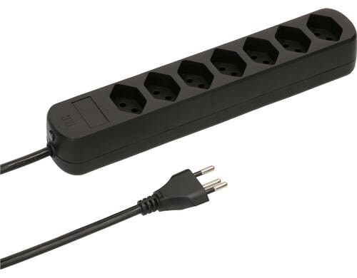 Max Hauri Steckdosenleiste Basic-Line 7xT13, schwarz, mit Reset-Schalter