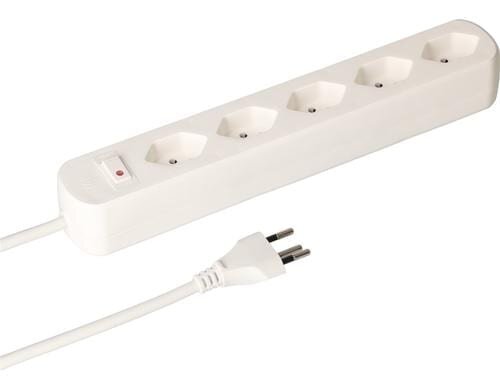 Max Hauri Steckdosenleiste Basic-Line 5xT13, horizontal Schalter weiss