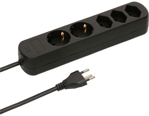 Max Hauri Steckdosenleiste Basic-Line 3xT13, schwarz, mit Reset-Schalter unbel.