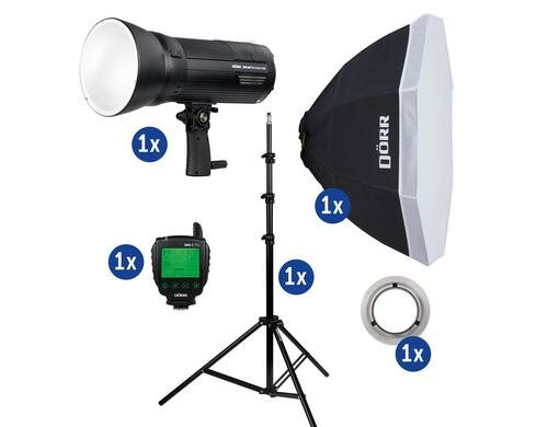 Dörr Studioblitz 2er Set DFX-600 Canon Blitz, Stativ, Softbox, Trigger, Tasche