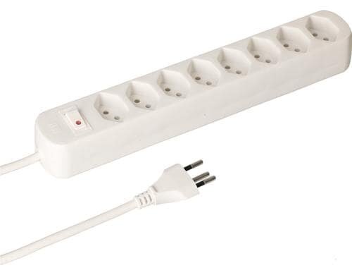 Max Hauri Steckdosenleiste Basic-Line V2 8xT13, weiss, mit Reset-Schalter V2