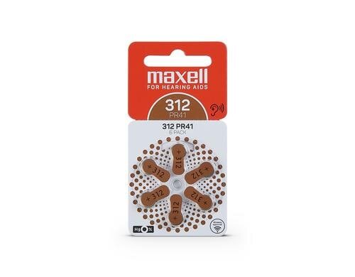 Maxell  Knopfzelle PR41 6er Blister Hörgerätebatterie 312