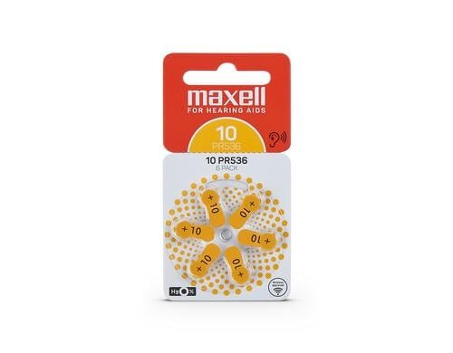 Maxell  Knopfzelle PR536 6er Blister Hörgerätebatterie 10