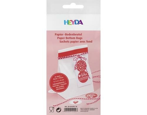 Heyda Adventskalender Beutel Uni weiss 25 Stück, Grösse 9.7 x 6 x 18 cm