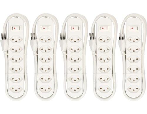 Max Hauri Steckdosenleiste Basic-Line 5x V2 6xT13, weiss, mit Reset-Schalter V2