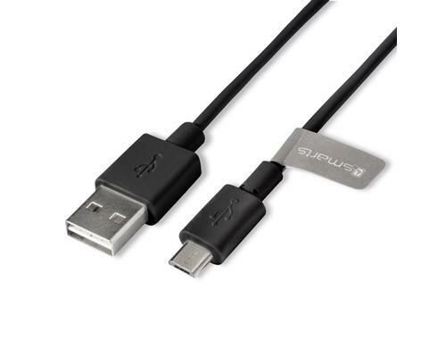 4Smarts USB2.0-Kabel, A-MicroB, 1m Quickcharge support 2A, schwarz