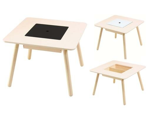 Spielba Tisch mit Box, Kreidetafel, Whiteboard, Masse 58x58x44